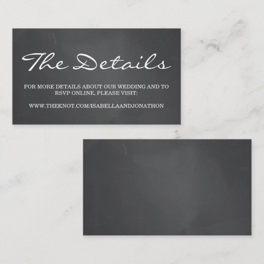 Chalkboard achtergrond bruiloft website behuizing informatiekaartje (Voorkant / Achterkant)