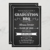  Chalkboard Afstuderen BBQ Uitnodiging (Voorkant / Achterkant)