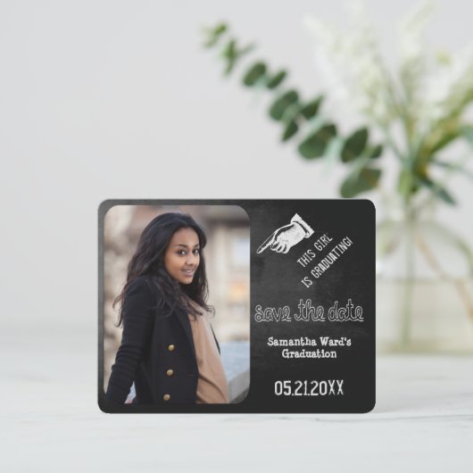  Chalkboard Afstuderen Foto slaat de datum op Save The Date (Staand voorkant)