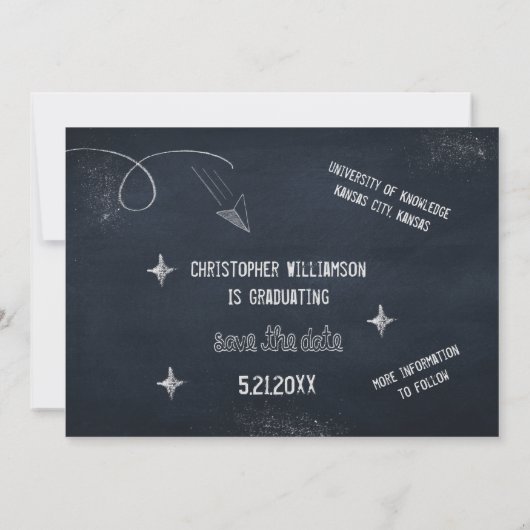 Chalkboard Afstuderen Foto slaat de datum op Save The Date (Achterkant)