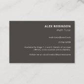 Chalkboard Algebra Math Tutor carte de visite (Dos)