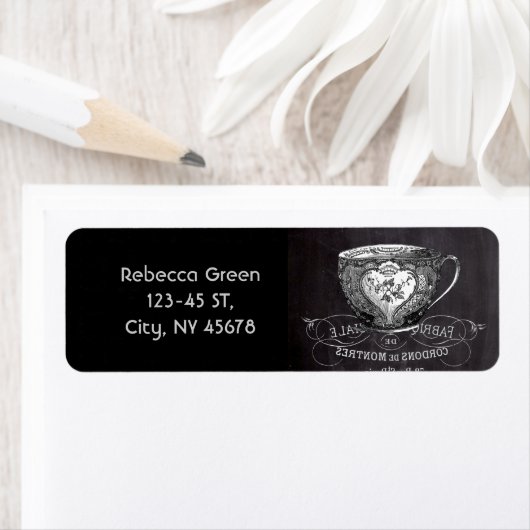 Chalkboard Alice in Wonderland tea party teacup Etiket (Insitu)