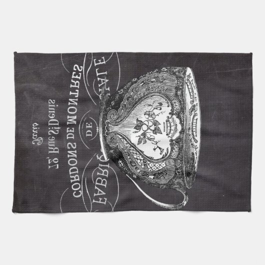 Chalkboard Alice in Wonderland tea party teacup Theedoek (Horizontaal)