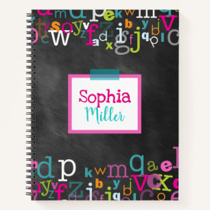 Chalkboard Alphabet Girl's gepersonaliseerde spira Notitieboek