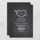 Chalkboard amour coeur rustique faire-part de mari (Devant / Derrière)