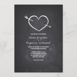 Chalkboard amour coeur rustique faire-part de mari