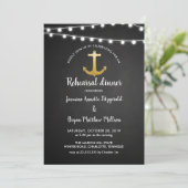 Chalkboard Anchor Faux Gold Foil repesial Dinner Kaart (Staand voorkant)