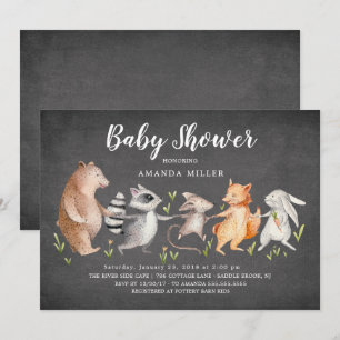 Chalkboard Animaux de bois Baby shower Invitation