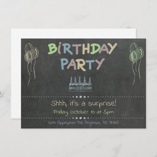 Chalkboard Anniversaire Fête Surprise Invitation (Devant / Derrière)