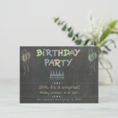 Chalkboard Anniversaire Fête Surprise Invitation (Debout devant)