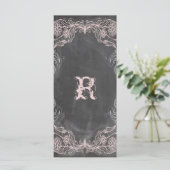 Chalkboard Antiek Pink Floral Program Rack Kaart (Staand voorkant)