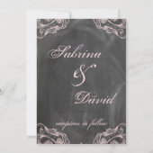 Chalkboard Antiek Pink Floral Wedding Uitnodiging (Achterkant)