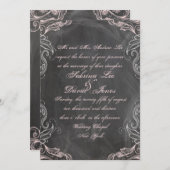 Chalkboard Antiek Pink Floral Wedding Uitnodiging (Voorkant / Achterkant)