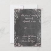 Chalkboard Antique rose Floral Mariage RSVP (Dos)