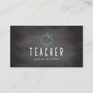 Chalkboard Apple Teacher Tutor Visitekaartje
