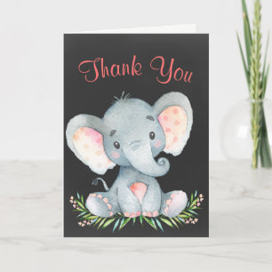 Chalkboard Aquarelle Elephant Girl Merci