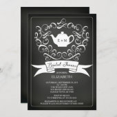 Chalkboard Aquarelle Thé Bridal Douche Invitation (Devant / Derrière)