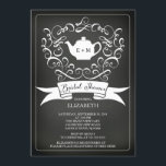 Chalkboard Aquarelle Thé Bridal Douche Invitation<br><div class="desc">Sweet Tea Bridal Shower invitation avec un cadre fleuri vintage présentant une théière personnalisée avec des initiales avec une bannière moderne posée sur un arrière - plan de tableau noir contemporain. Retournez la douche nuptiale de notre tea party pour voir un retour assorti pour une touche spéciale supplémentaire. Notre Fête...</div>