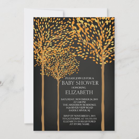 Chalkboard Arbres d'automne Baby shower Invitation (Devant)