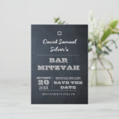 Chalkboard Argent Bar Mitzvah Enregistrer la carte (Debout devant)