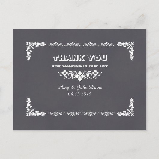 Chalkboard art deco bruiloft dank u notities deco3 (Voorkant)