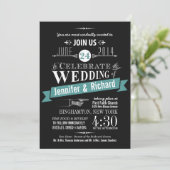 Chalkboard Art Deco Wedding Invitations Kaart (Staand voorkant)
