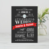 Chalkboard Art Deco Wedding Invitations Kaart (Staand voorkant)