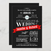 Chalkboard Art Deco Wedding Invitations Kaart (Voorkant / Achterkant)