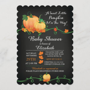 Chalkboard Autumn Pumpkin Baby shower Invitation Kaart