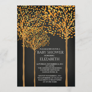 Chalkboard Autumn Trees Baby shower Invitation Kaart