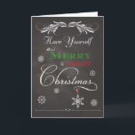 Chalkboard - Ayez-vous un joyeux et un Christ bril<br><div class="desc">Carte de vacances en damier branchée avec des flocons de neige et "Ayez-vous un Joyeux Noël brillant" sur le devant...  Conçu par Simply Put by Robn; graphisme de Free Photoshop Org</div>
