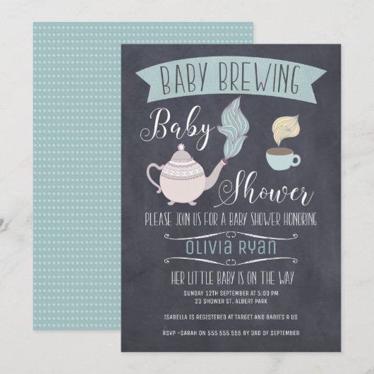 Chalkboard Baby Brasserie Baby shower Invitation (Devant / Derrière)