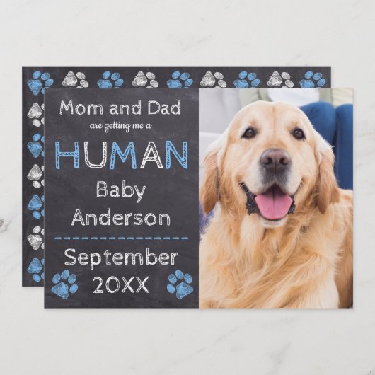 Chalkboard Baby Dog Zwangerschap Aankondiging (Voorkant / Achterkant)