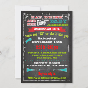 Chalkboard Baby Faire-part Sip et voir Invitations
