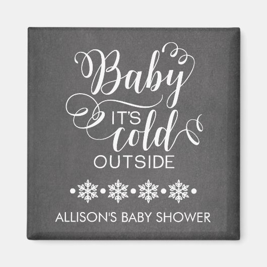 Chalkboard Baby Het is koud buiten Favor Magnet Magneet (Voorkant)