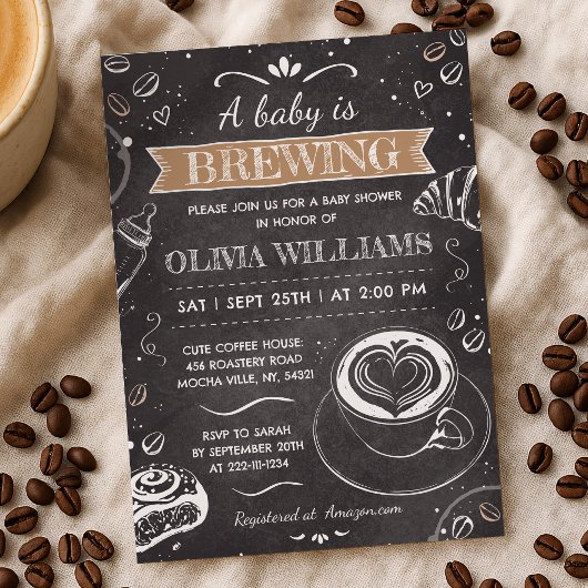 Chalkboard Baby is het brouwen van koffie Baby sho Kaart