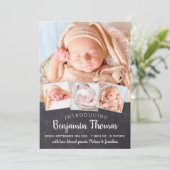 Chalkboard Baby Persoonlijk 4 Fotocollage geboorte Aankondiging (Staand voorkant)