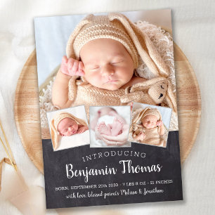 Chalkboard Baby Persoonlijk 4 Fotocollage geboorte Aankondiging