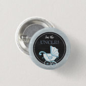 Chalkboard Baby shower Blue Ik ben de oom Button (Voorkant /achterkant)