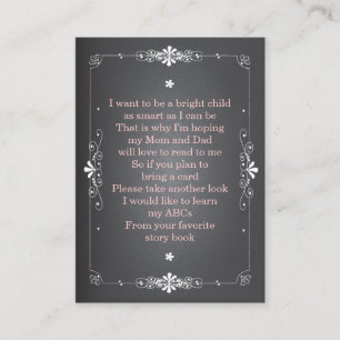 Chalkboard Baby shower Book Insert-aanvraagkaart Informatiekaartje