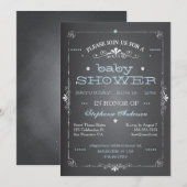  Chalkboard Baby shower Boy Blue Invitation Kaart (Voorkant / Achterkant)