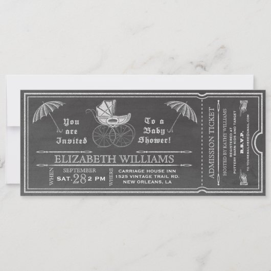 Chalkboard  Baby shower Ticket Invitation Kaart (Voorkant)