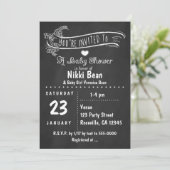 Chalkboard Baby shower Zebra Bow Chic Invitations (Debout devant)