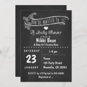 Chalkboard Baby shower Zebra Bow Chic Invitations (Devant / Derrière)