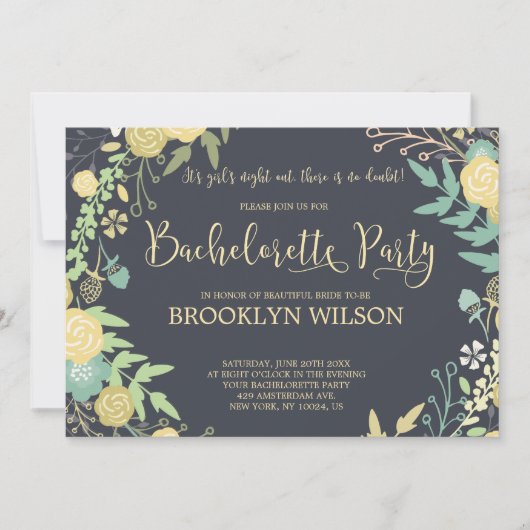 Chalkboard Bachelorette Party Invitations Wreath (Devant)