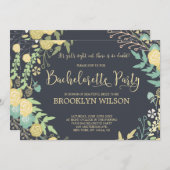 Chalkboard Bachelorette Party Invitations Wreath (Devant / Derrière)