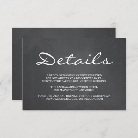 Chalkboard Background Information Enclosure Card Informatiekaartje (Voorkant / Achterkant)