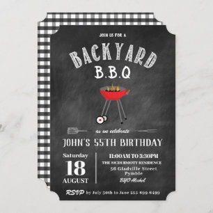 Chalkboard Backyard Barbecue BBQ Birthday Party Kaart