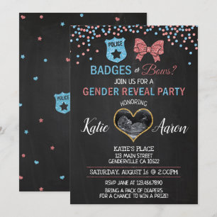 Chalkboard Badges and Bows Gender Rekalveren Kaart