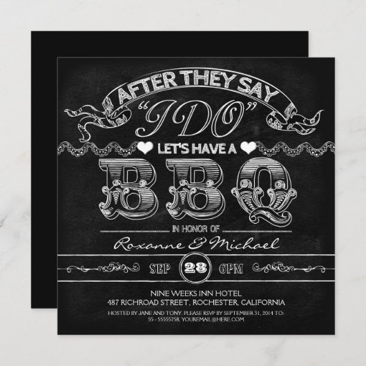 chalkboard barbecue design faire-part de mariage m (Devant / Derrière)